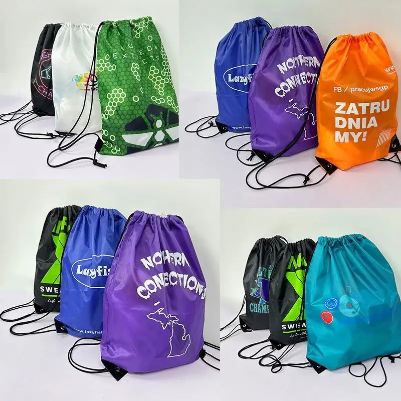 Venda Quente Mochilas Impermeáveis Baratas com Cordão Sacos Promocionais com Logotipo Personalizado