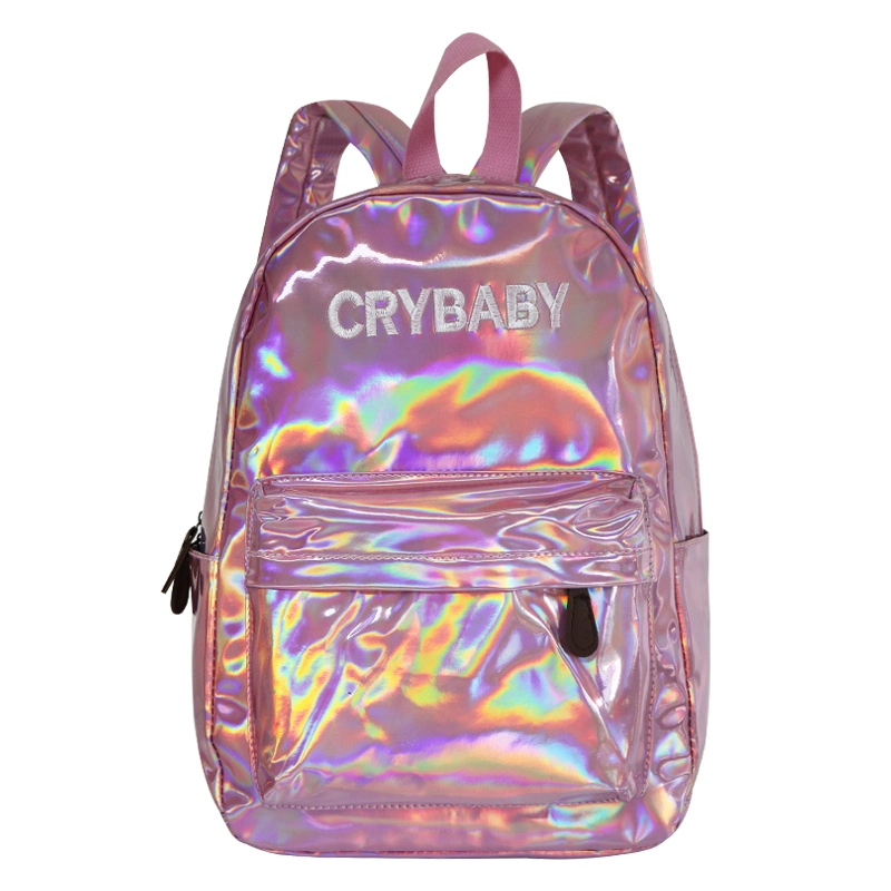 Mochila escolar rosa mini brilhante e elegante para meninas adolescentes