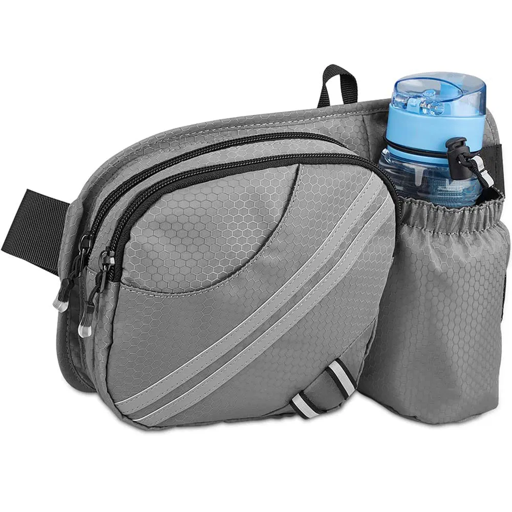 Bolsa de Cintura Unissex de Nylon para Esportes ao Ar Livre com Bolso para Garrafa de Água Leve