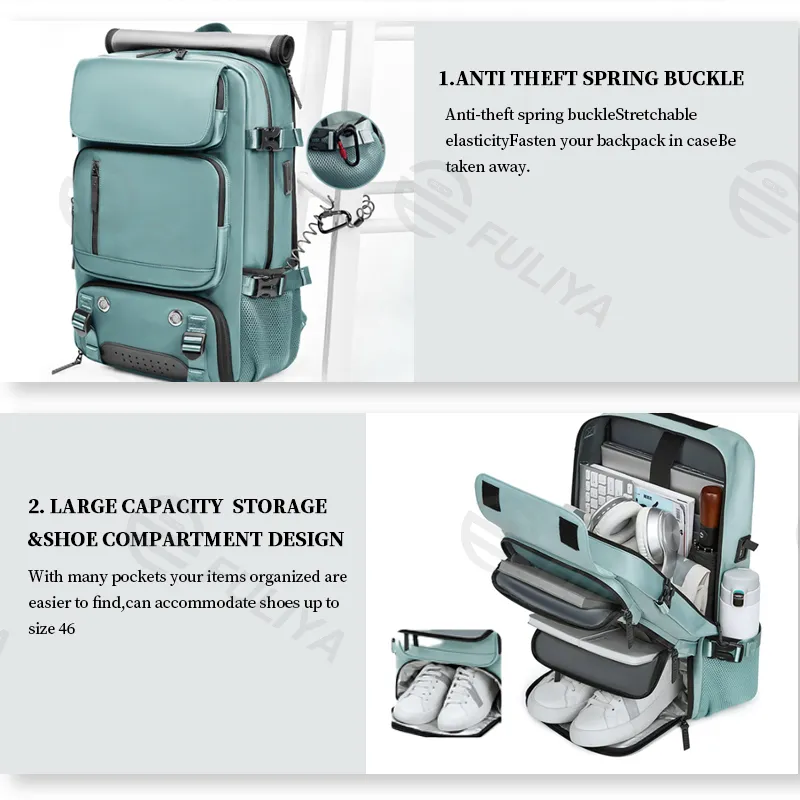 Mochila de Viagem à Prova d'Água para Laptop com Compressão 3