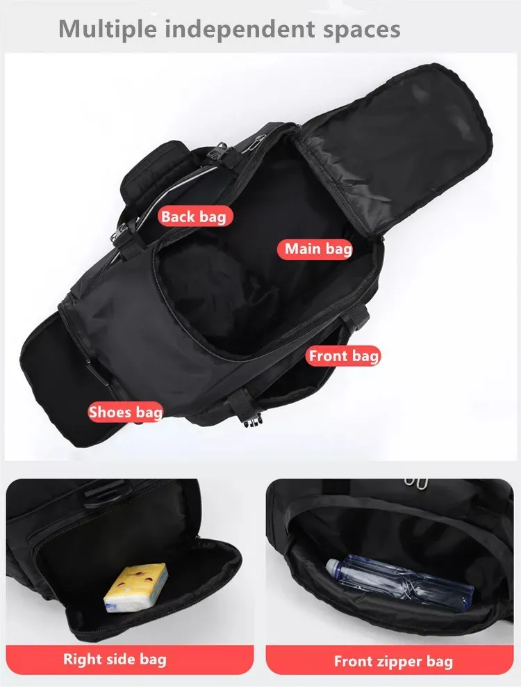 2022 Nova Bolsa de Viagem Personalizada para Fitness e Esportes ao Ar Livre com Compartimento para Roupas Molhadas e Bolsa de Viagem
