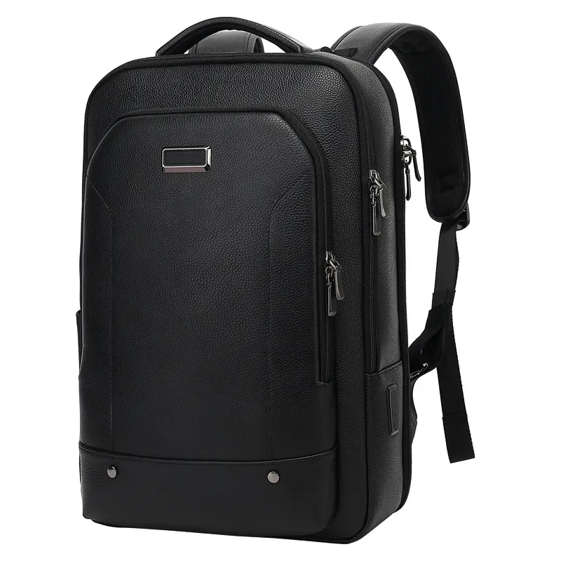 2023 Mochila de couro repelente à água para negócios para laptop