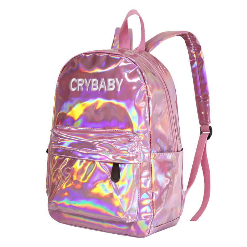 Mochila escolar rosa mini brilhante e elegante para meninas adolescentes