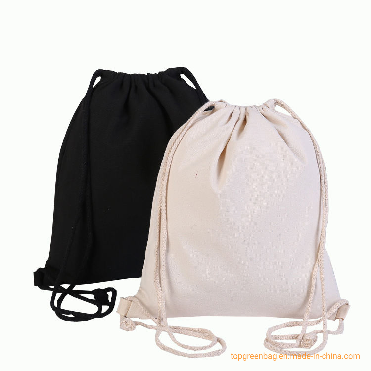 Mochila de viagem estilosa com alça de corda personalizada de alta qualidade, mochila de algodão com cordão