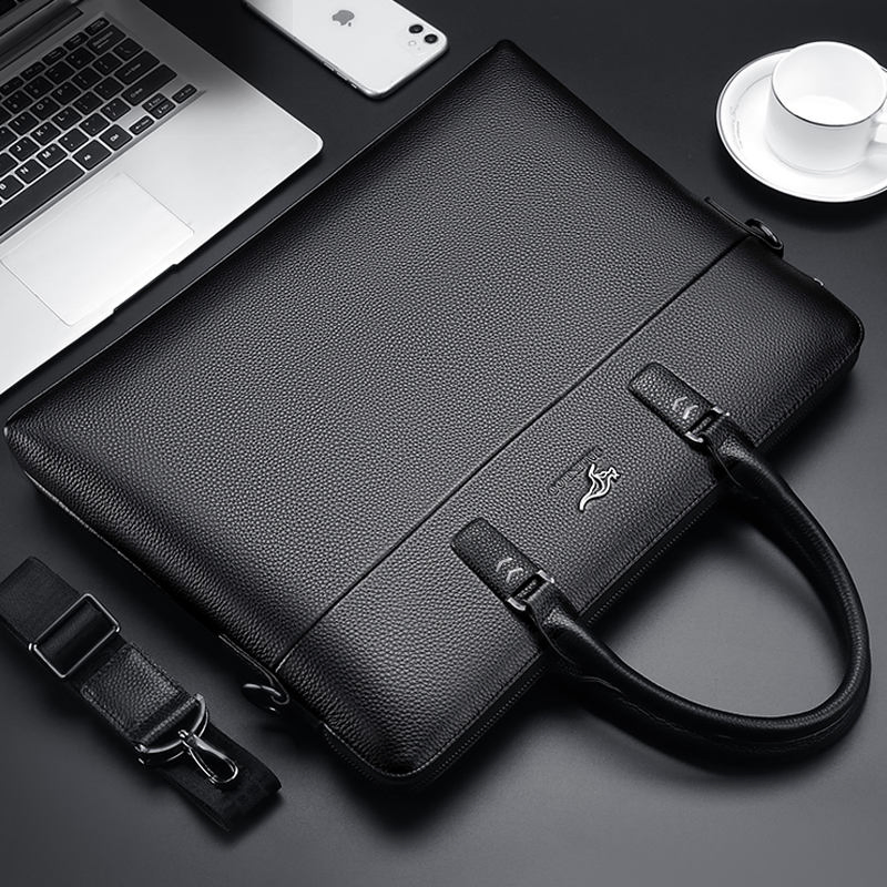 Conferência por Atacado Homem Advogado Preto Couro PU Impermeável Viagem Conferência Bolsa de Ombro Masculina Escritório Negócios Pasta para Laptop