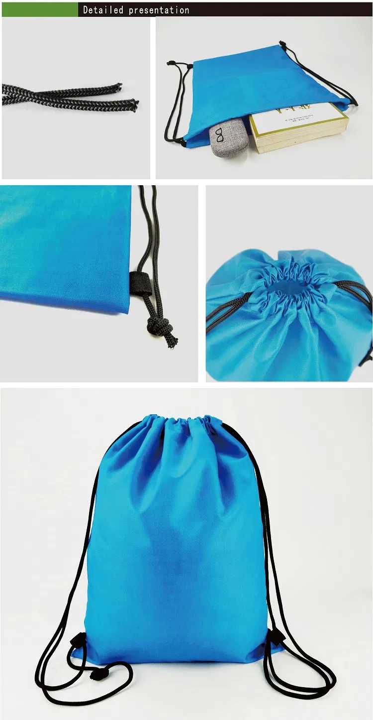 Mochila de tecido reciclado personalizado 210d de poliéster para escola, bolsa de cordão para ginásio