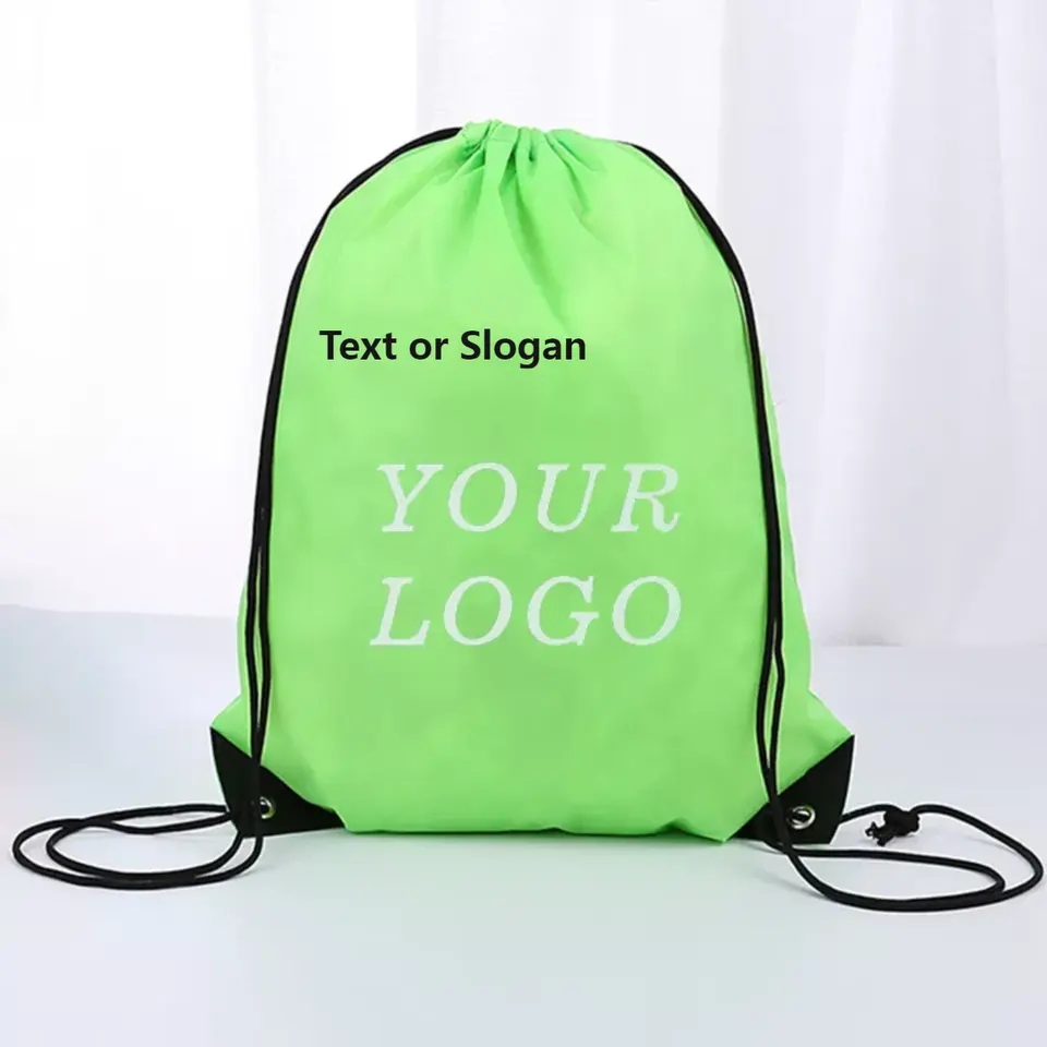Mochila Colorida com Cordão em Nylon e Poliéster para Academia e Viagens