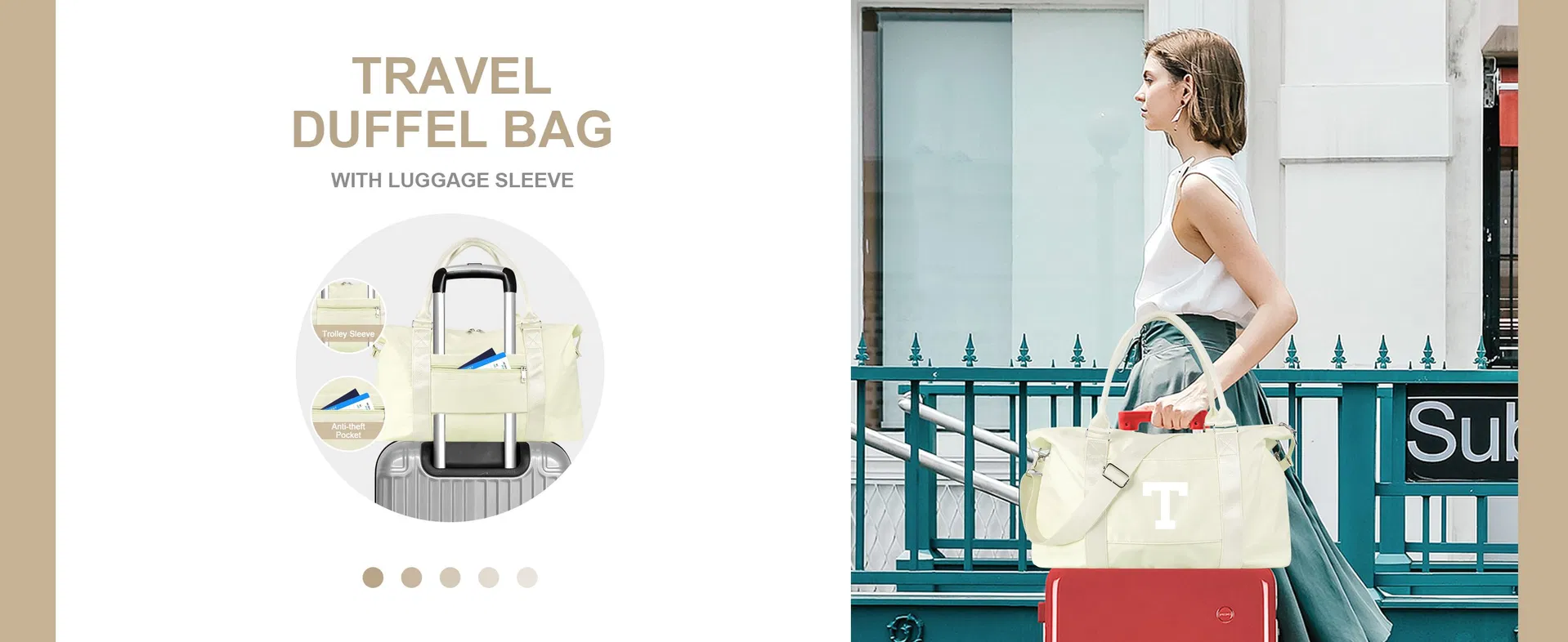 Bolsa de Viagem Inicial Fashionável, Bolsa de Esporte, Bolsa de Ginásio para Mulheres