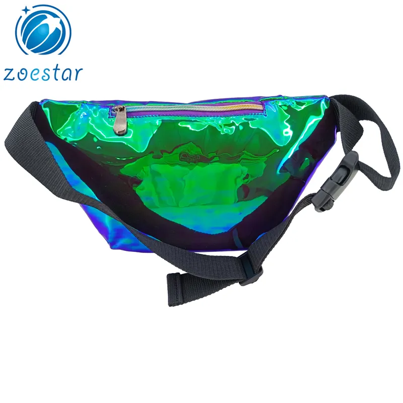Bolsa de Cintura Holográfica em PVC Unissex Moda Fanny Pack