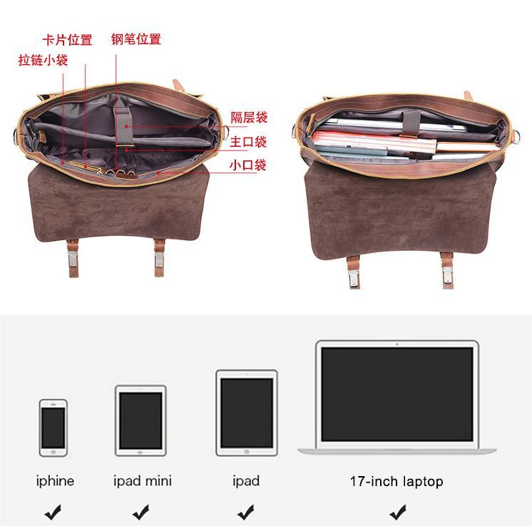 Pasta de Negócios para Homens, Presente de Natal Personalizado, Bolsa Mensageiro de Couro Masculina 15.6 Polegada para Laptop