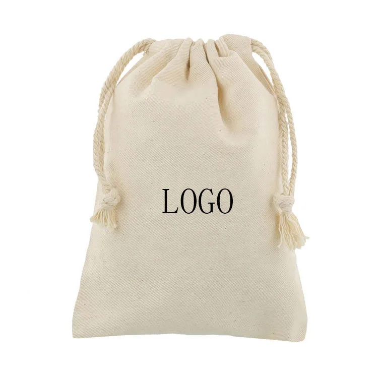 Saco pequeno de muslin, calico e algodão personalizado com cordão para pó