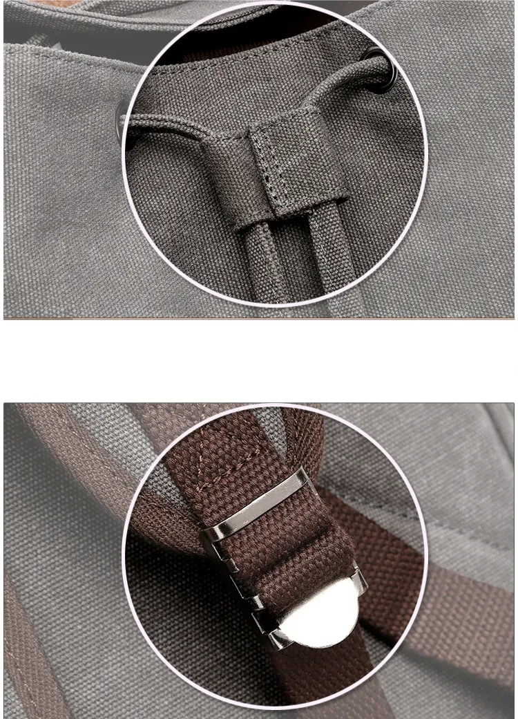 Mochila Mensageiro Vintage de Lona e Couro de Alta Capacidade para Homens