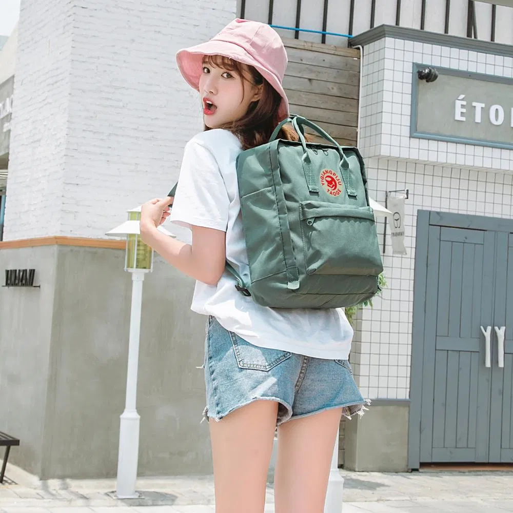 Mochila quadrada feminina de nylon à prova d'água estilosa para meninas, mochilas escolares