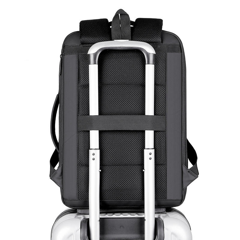 Mochila moderna expansível à prova d'água de grande capacidade com carregamento USB para homens