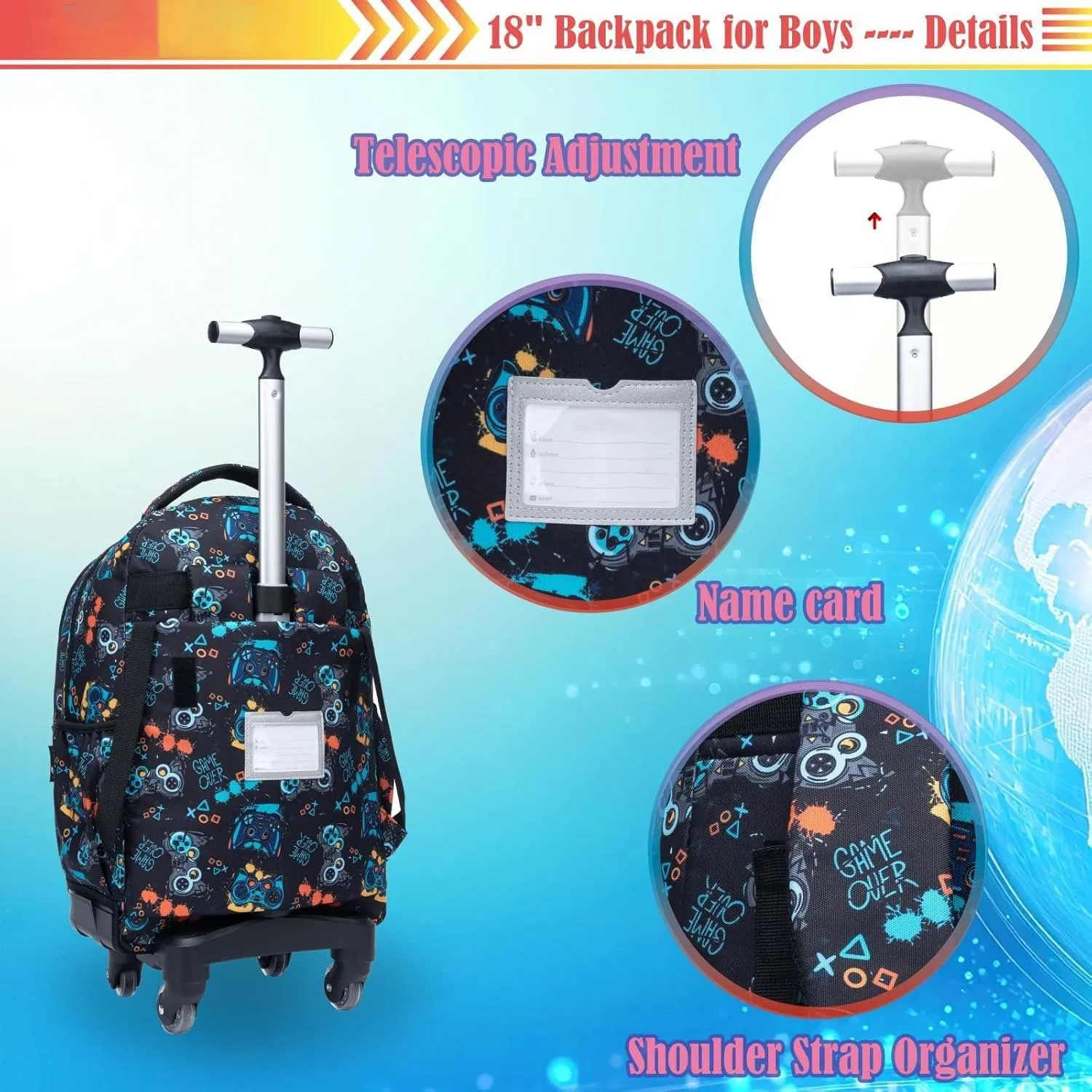 Bolsas de Rodas de Alta Qualidade e Grande Capacidade, Bolsas de Moda, Bolsas Duráveis para Estudantes, Bolsas de Trolley