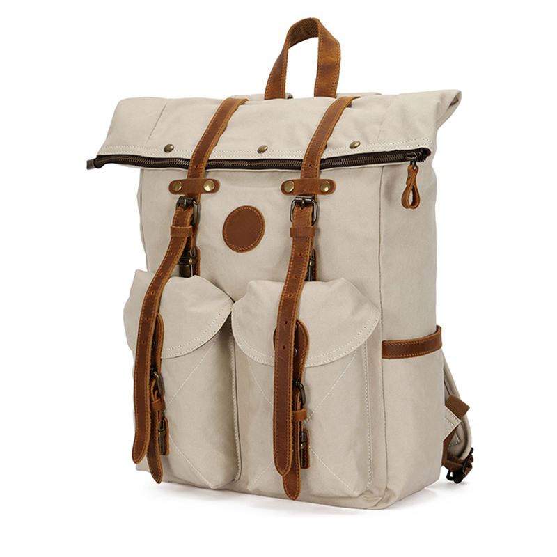 Mochila de Lona Personalizada Durável para Homens, Caminhada ao Ar Livre, Vintage, Camping, Viagem, Fornecedores de Bolsas por Atacado