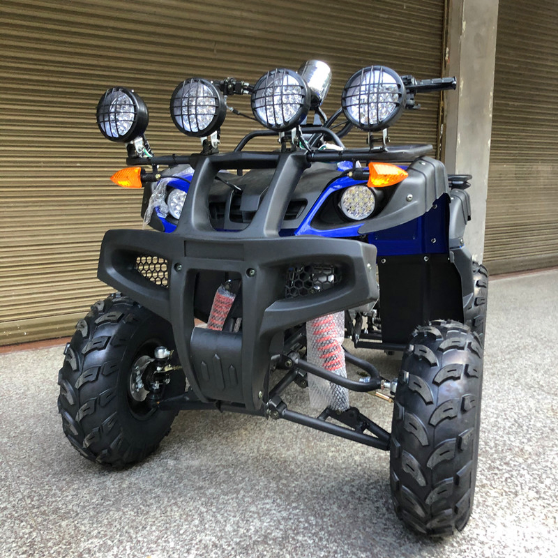 Quadriciclo Azul Preto 4-Wheeler 200cc 4-Stroke para Off Road com Design de Múltiplos Faróis para Passeios Noturnos