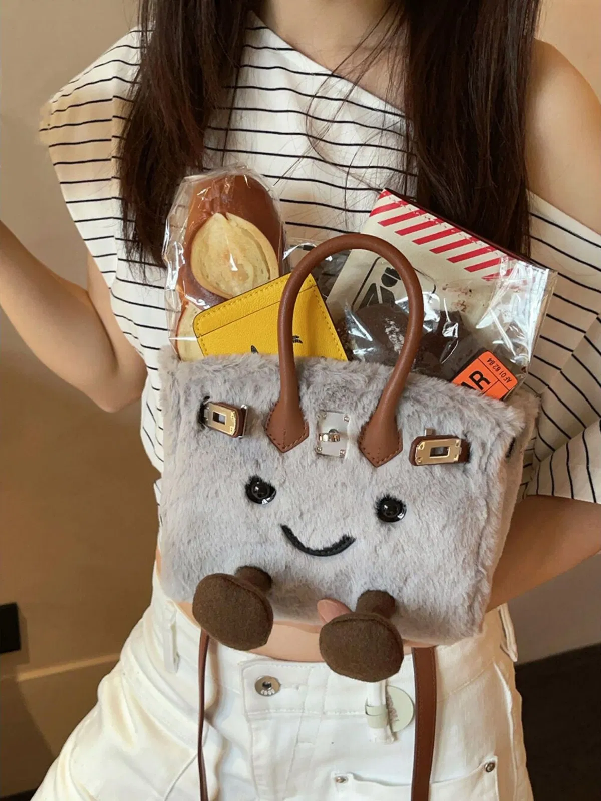 Bolsa de Ombro de Pelúcia Estilo Jellycat, Boneca Fofa de Pelúcia, Bolsa de Tecido Macio e Fashion