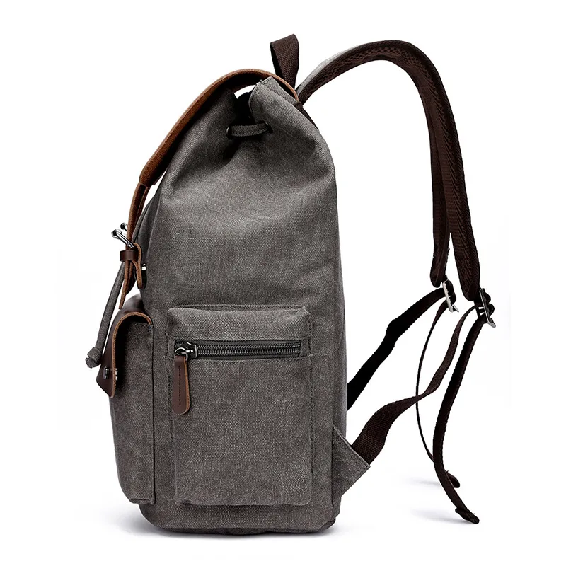 Mochila Mensageiro Vintage de Lona e Couro de Alta Capacidade para Homens