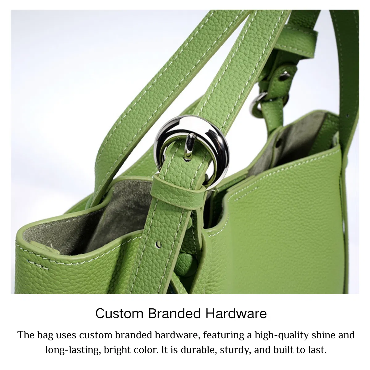 Bolsa de Couro Luxuosa em Formato de Balde para Mulheres