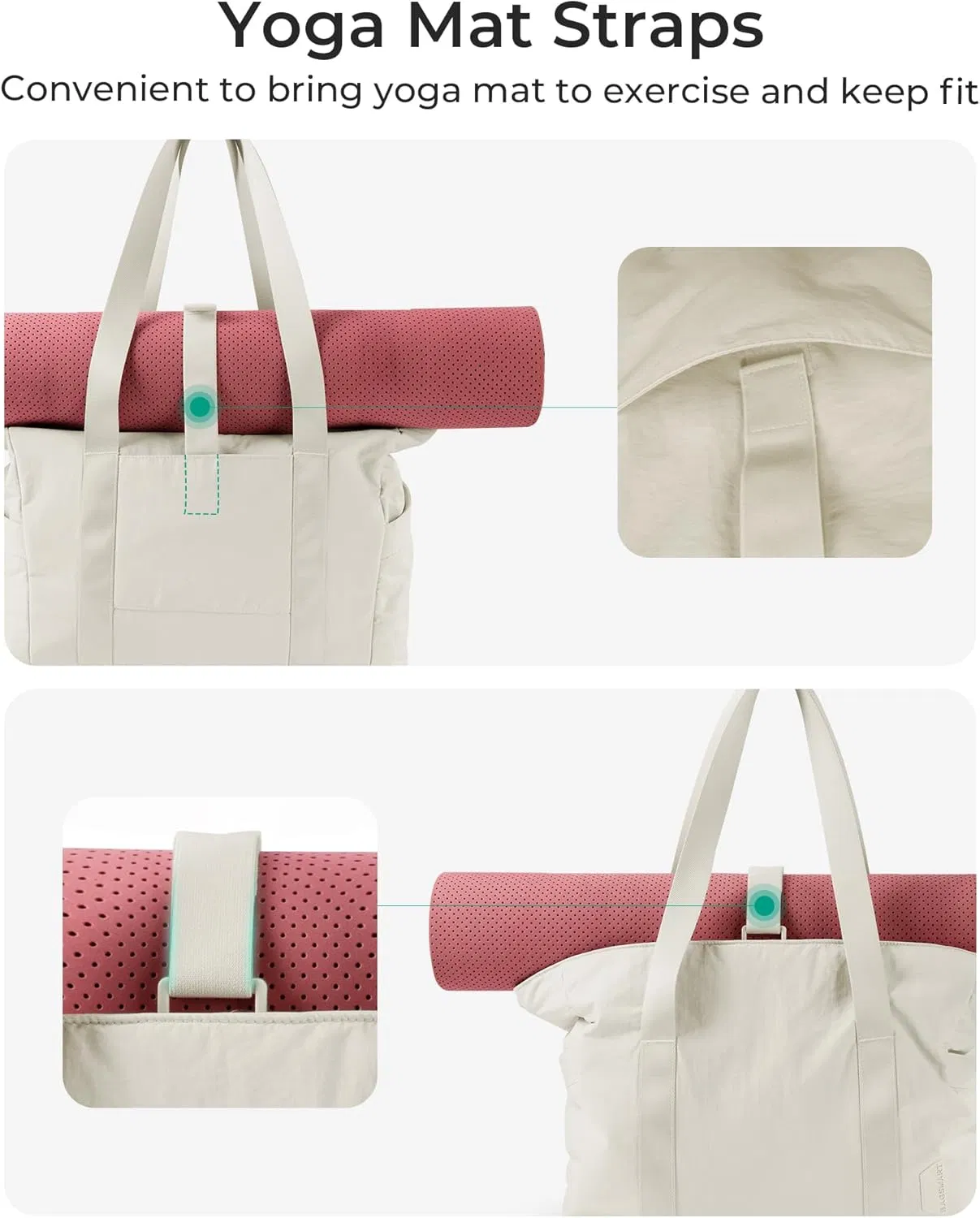 Bolsa de Viagem Tote Grande Capacidade Bolsa de Ginástica com Compartimentos com Zíper para Viagem, Fitness, Yoga e Uso Diário