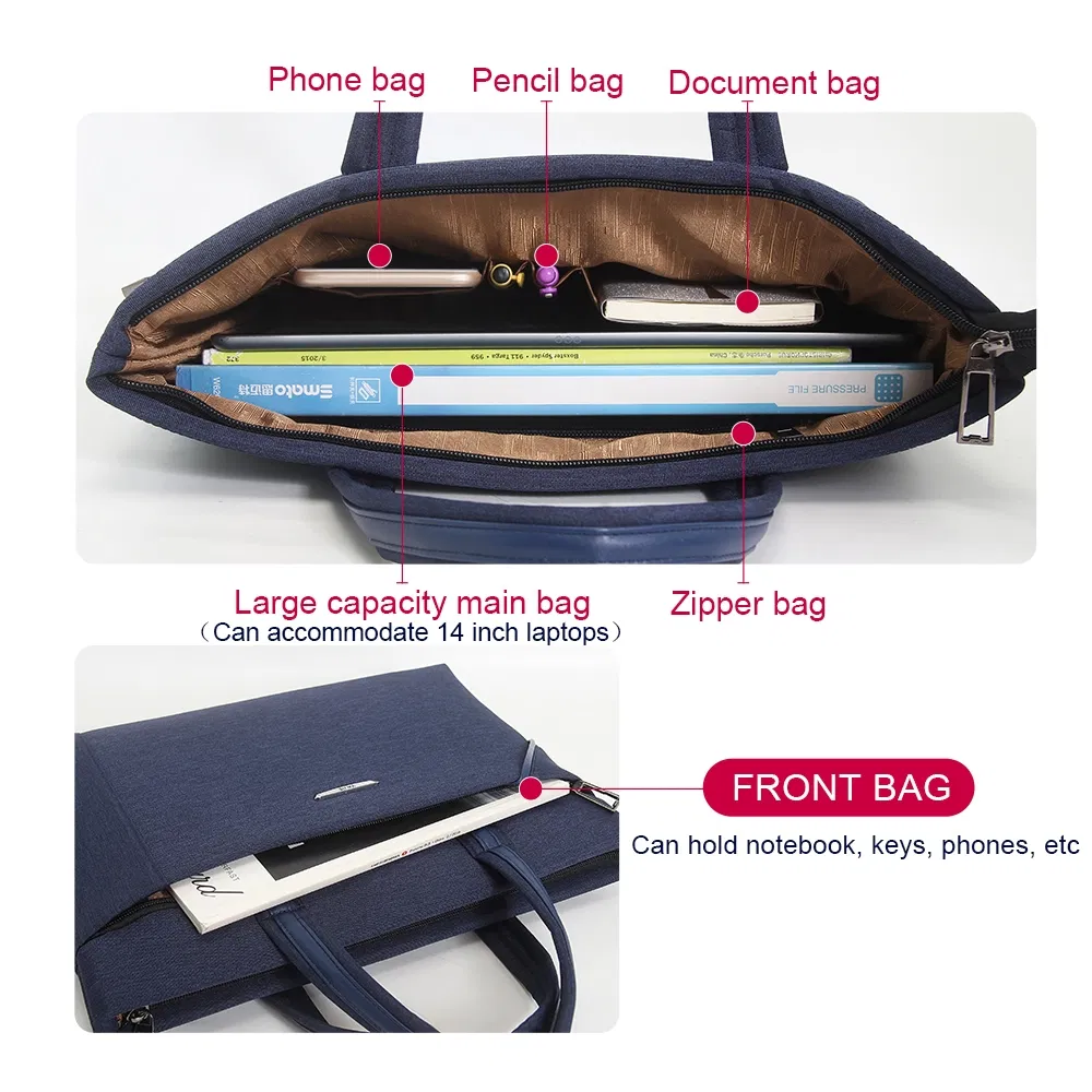 Capa de Laptop Slim Leve 14 Polegadas Azul Marinho Personalizada Estojo de Viagem para Homens e Mulheres