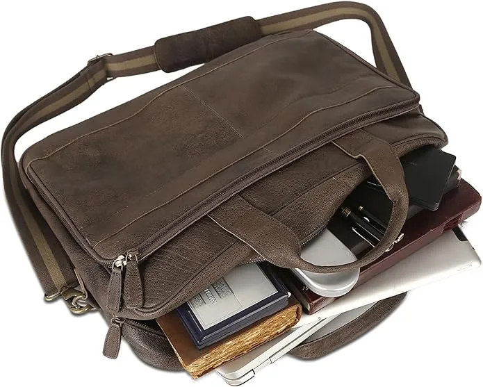 Mala de Couro para Laptop, Bolsa Mensageiro para Homens e Mulheres, Melhor Bolsa de Escritório