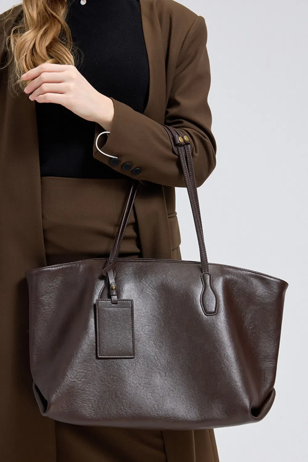 Bolsa Tote de Couro de Grão Superior para Mulheres com Grande Capacidade, Bolsa de Mão Versátil com Múltiplos Compartimentos para Escritório e Uso Diário