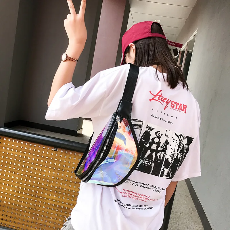 Bolsas de Cintura Personalizadas para Mulheres, Pacote de Fanny Transparente em PVC Holográfico