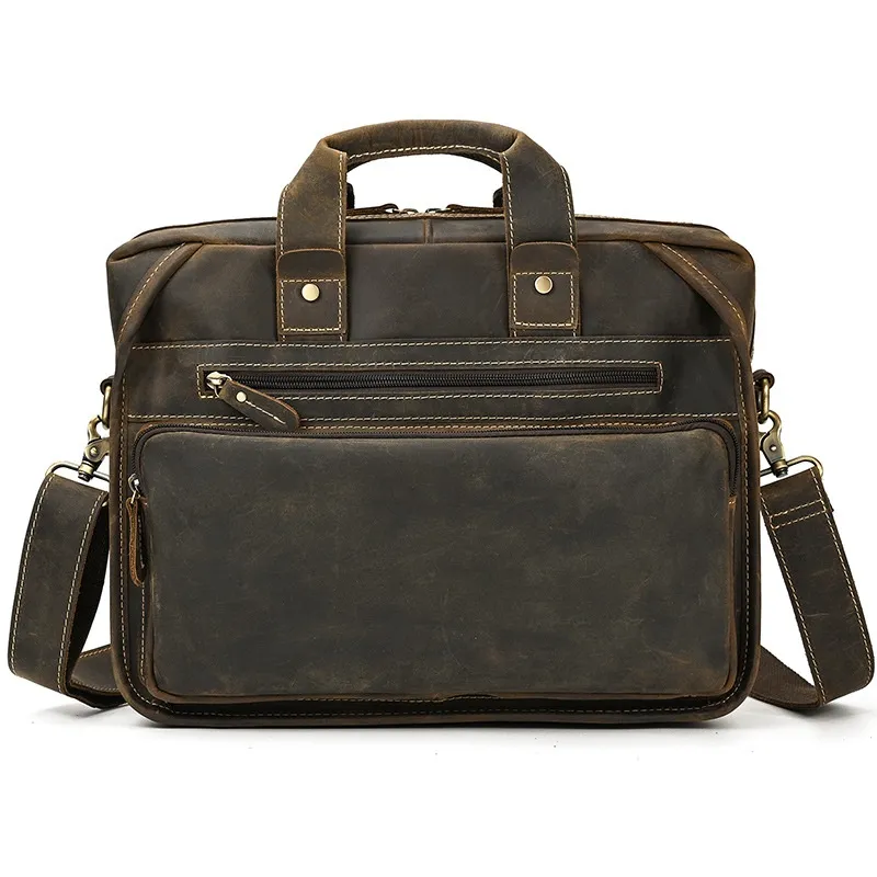 Bolsa de Negócios para Laptop em Couro Genuíno Retro Europeu-Americano