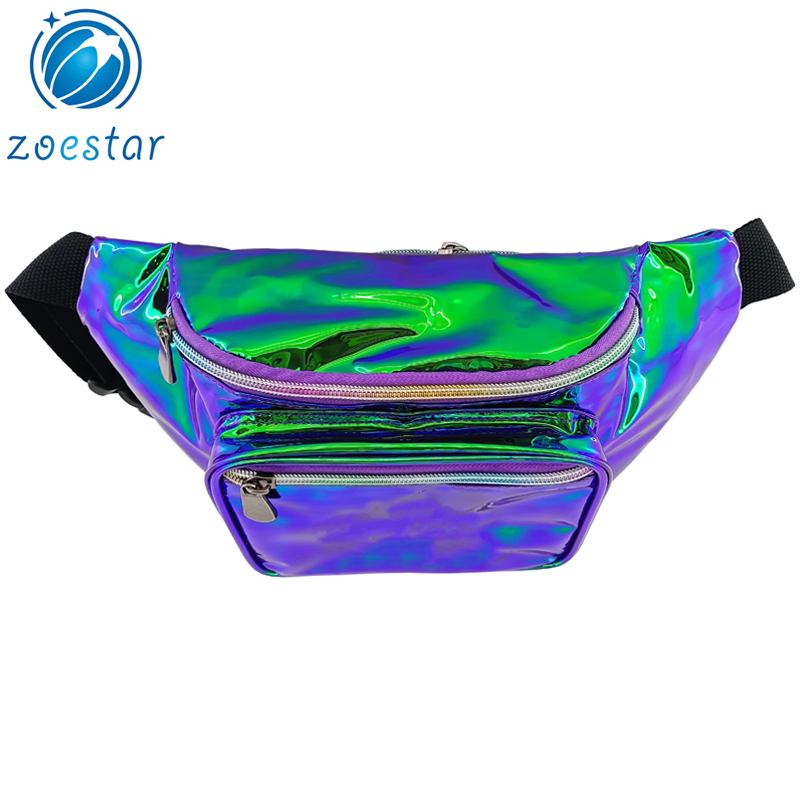 Bolsa de Cintura Holográfica em PVC Unissex Moda Fanny Pack