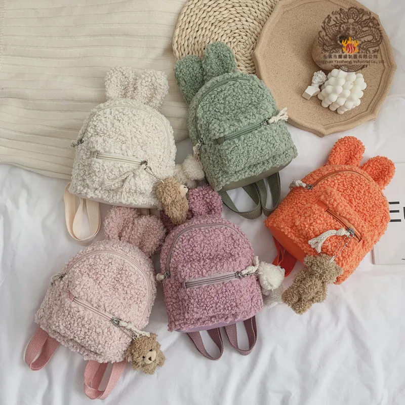Mochila Mini Fofa de Sherpa para Meninas, Mochila Escolar para Jardim de Infância