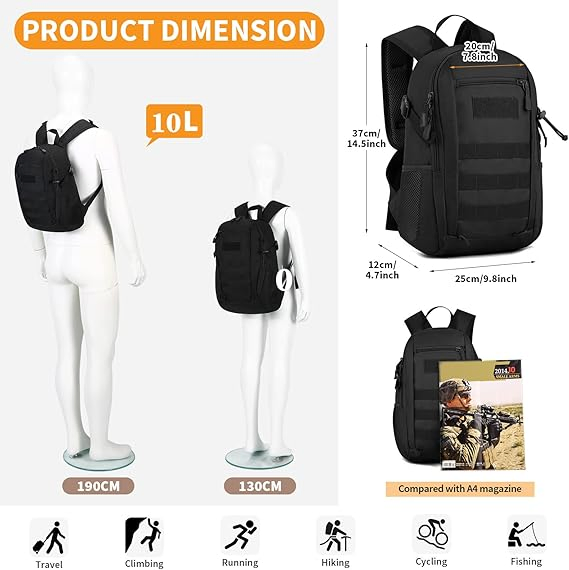 10L/20L Mochila Mini Daypack Molle