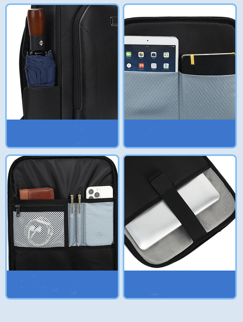 2023 Mochila de couro repelente à água para negócios para laptop