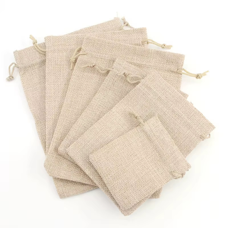 Sacos de Juta com Cordão Atacado 15X 20cm Sacos Promocionais Reciclados Personalizados com Logo Embalagem de Burlap