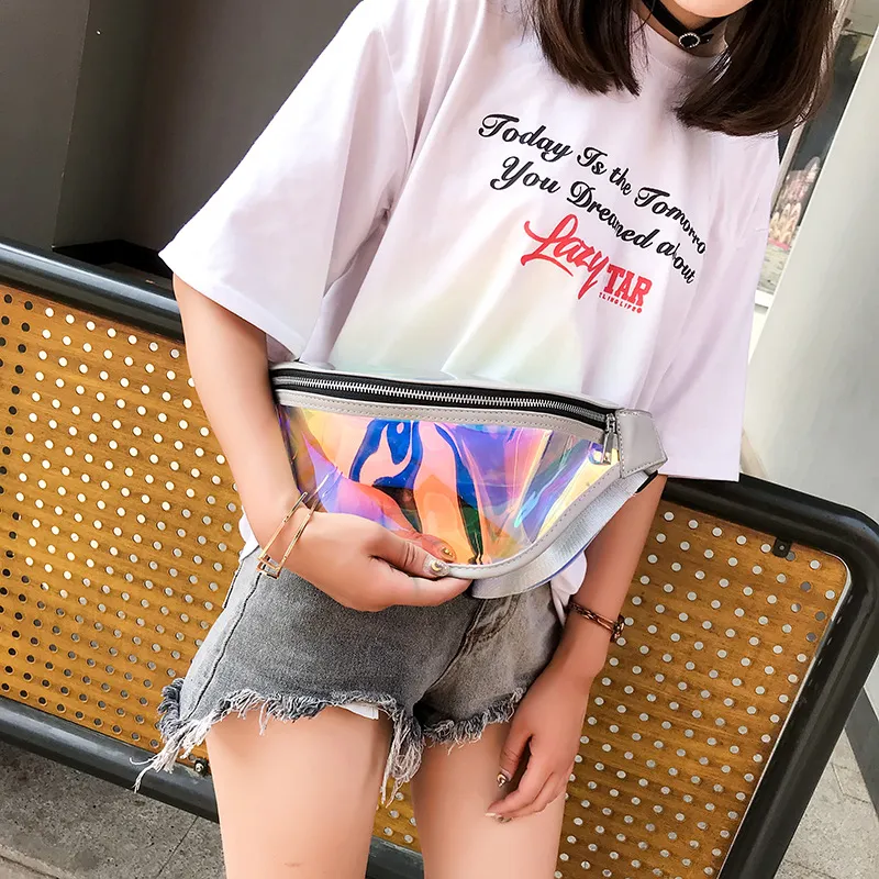 Bolsas de Cintura Personalizadas para Mulheres, Pacote de Fanny Transparente em PVC Holográfico
