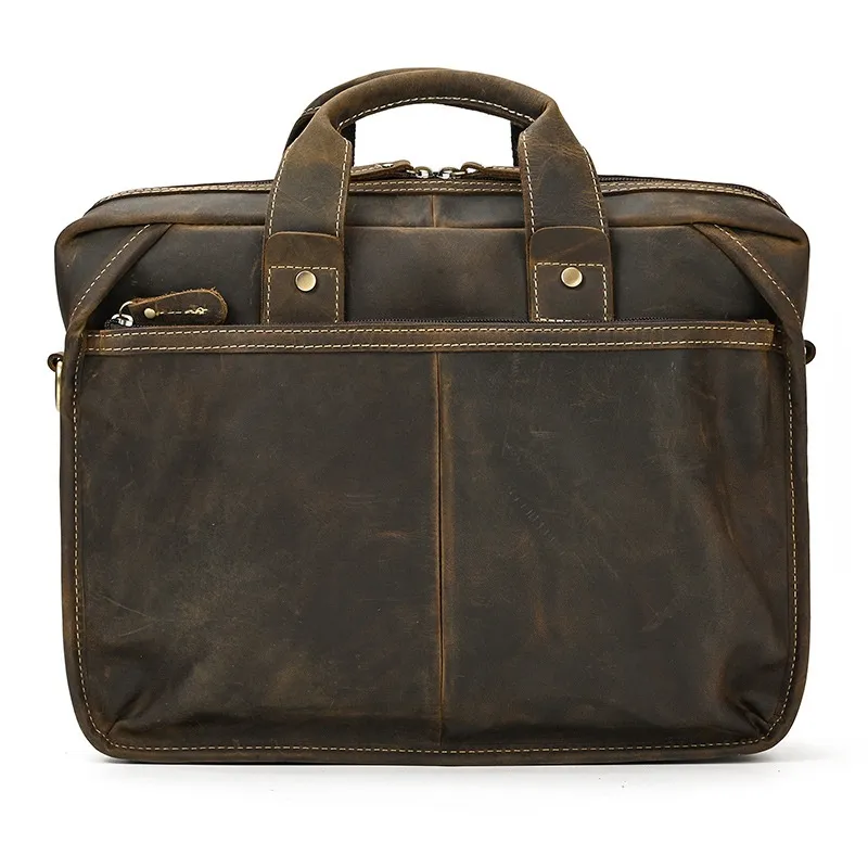 Bolsa de Negócios para Laptop em Couro Genuíno Retro Europeu-Americano