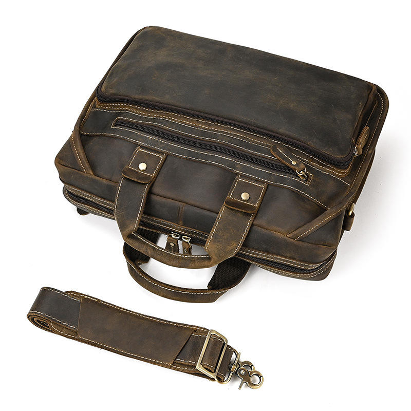 Bolsa de Negócios para Laptop em Couro Genuíno Retro Europeu-Americano
