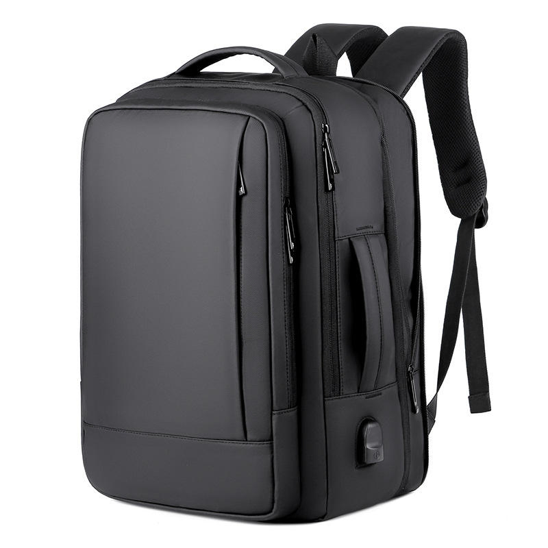 Mochila moderna expansível à prova d'água de grande capacidade com carregamento USB para homens
