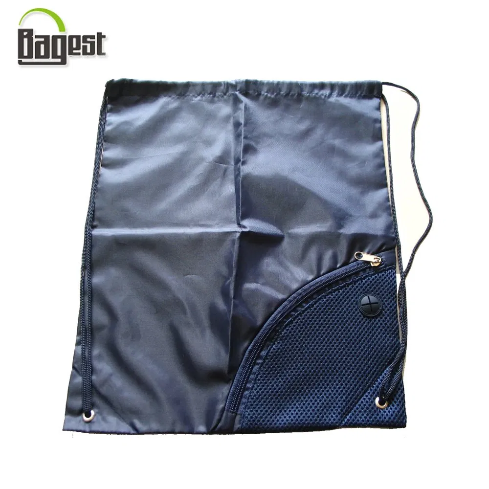 Mochila escolar de cordão promocional impressa em RPET poliéster nylon reciclado barato 190t 210d