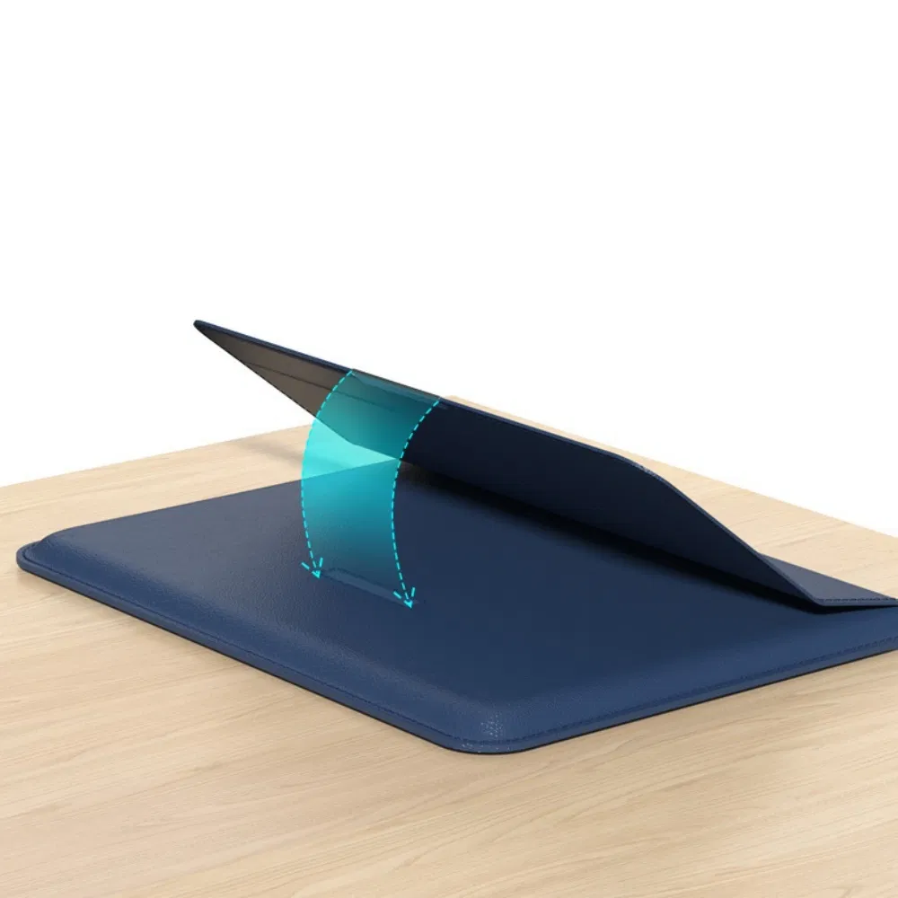 Capa de Laptop com Suporte Dobrável, Bolsa Slim de Couro para 13/14/15.6" Laptops