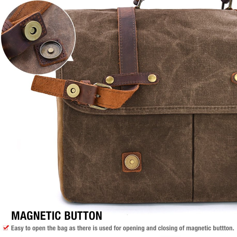 Design Antifurto Luxuoso Masculino em Couro Crazy Horse, Bolsa para Laptop com Aba, Resistente à Água, Bolsa de Ombro para Computador, Pasta para Trabalho, Faculdade e Viagem