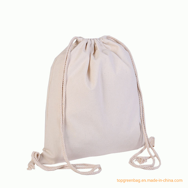 Mochila de viagem estilosa com alça de corda personalizada de alta qualidade, mochila de algodão com cordão