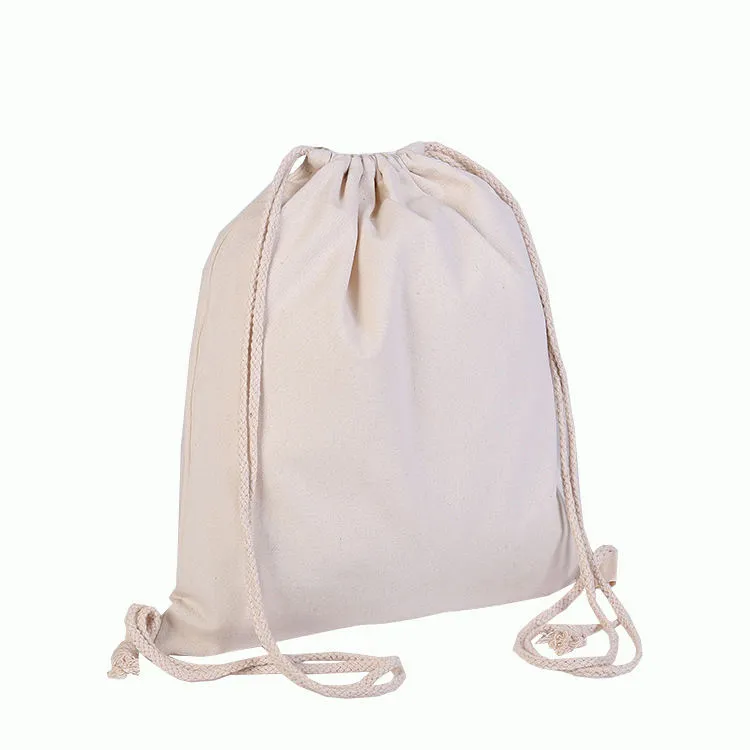 Mochila de viagem estilosa com alça de corda personalizada de alta qualidade, mochila de algodão com cordão