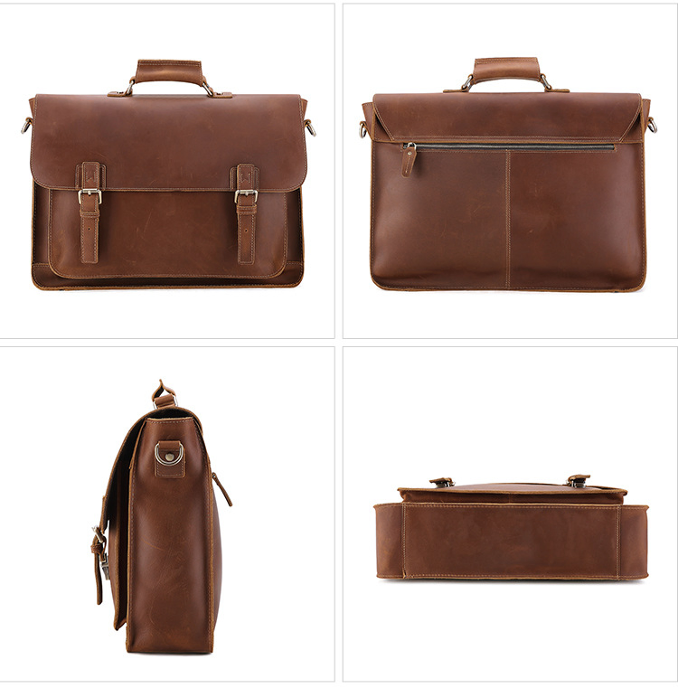 Pasta de Negócios para Homens, Presente de Natal Personalizado, Bolsa Mensageiro de Couro Masculina 15.6 Polegada para Laptop