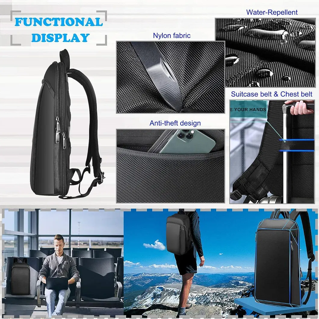 15" Mochila Slim Antifurto para Negócios Masculinos e Femininos para Viagem e Notebook