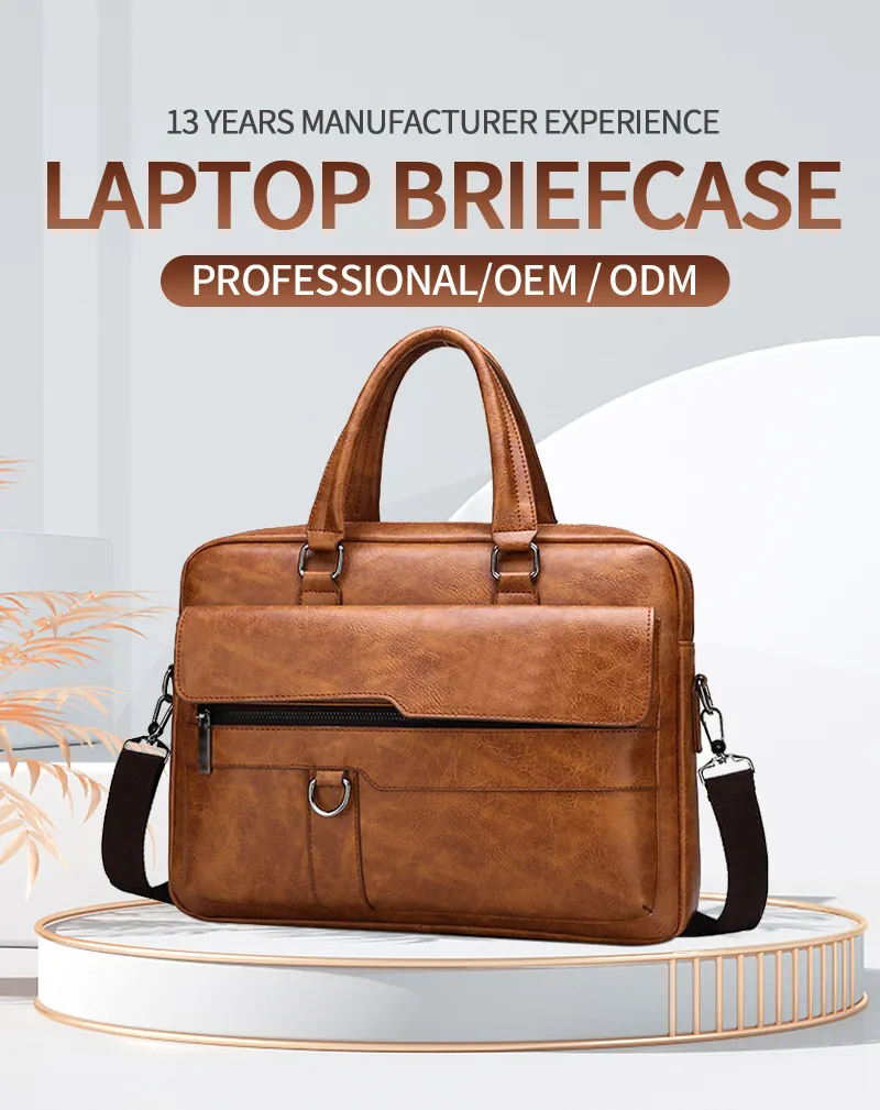 Bolsas Tote de Alta Qualidade em Couro PU para Homens, Pasta para Computador, Bolsa de Negócios para Laptop