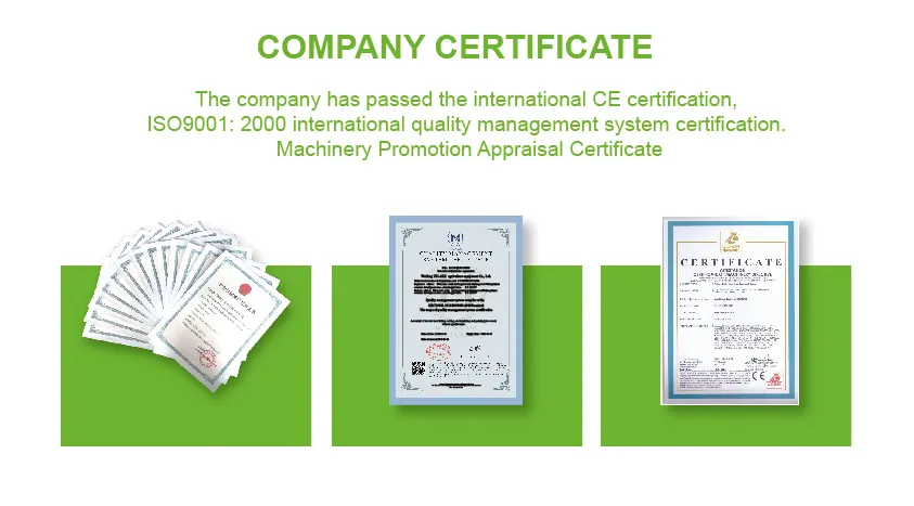 Certificados de Qualidade do Trator