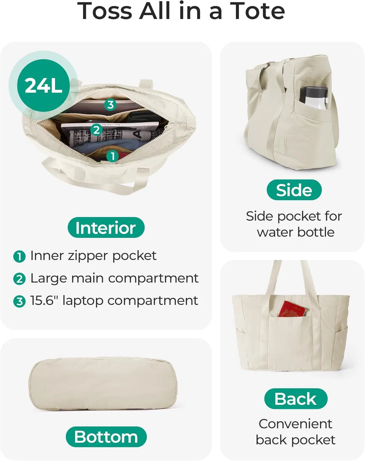 Bolsa de Viagem Tote Grande Capacidade Bolsa de Ginástica com Compartimentos com Zíper para Viagem, Fitness, Yoga e Uso Diário