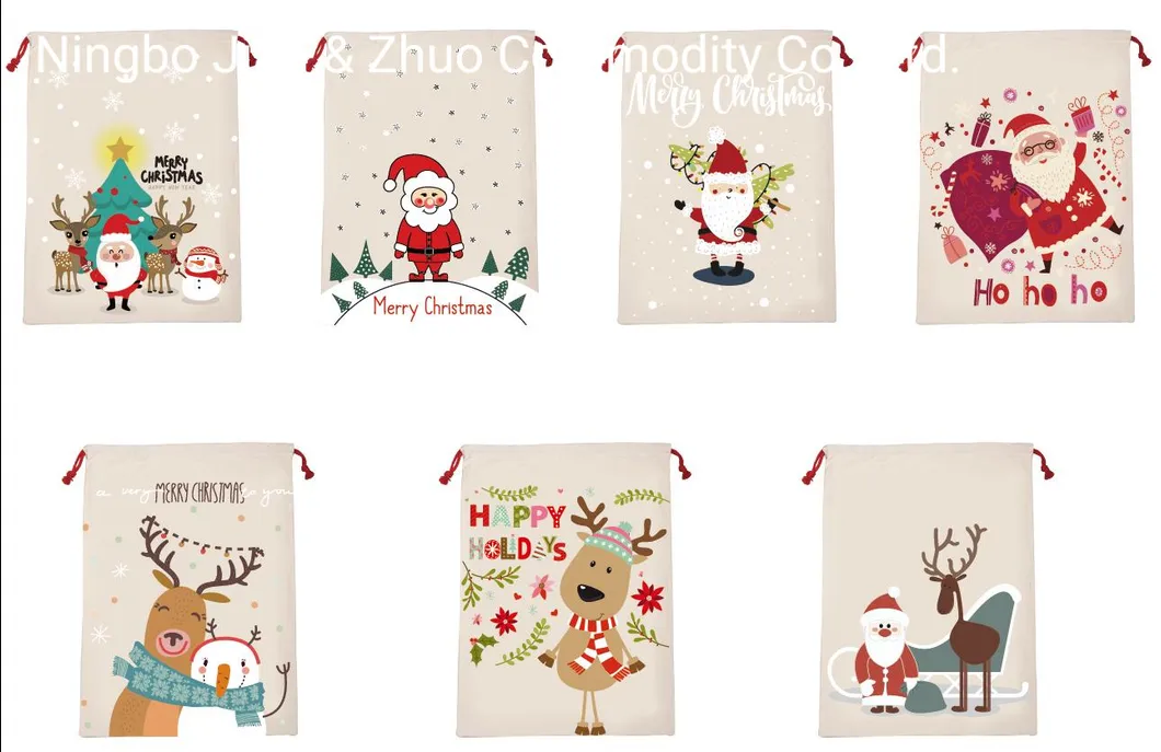 Saco de Presente de Natal Personalizado com Impressão Digital e Cordão